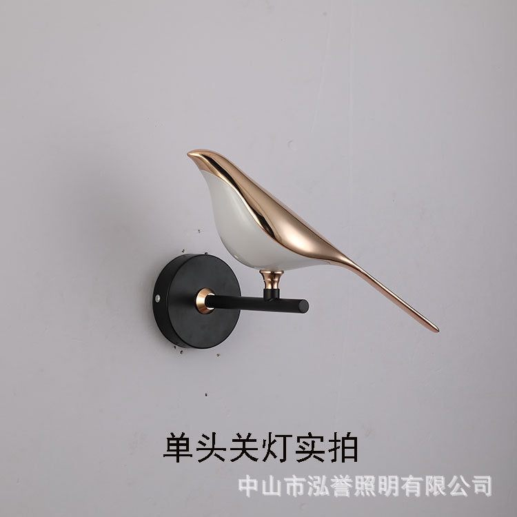 跨境款吉祥鸟树脂壁灯北欧简约创意床头小夜灯动物装摆饰小鸟台灯