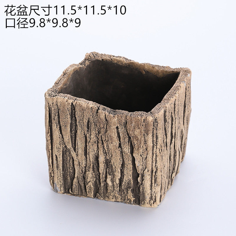 外贸跨境水泥复古树根木头树桩多肉花盆家居阳台桌面摆饰厂家直销