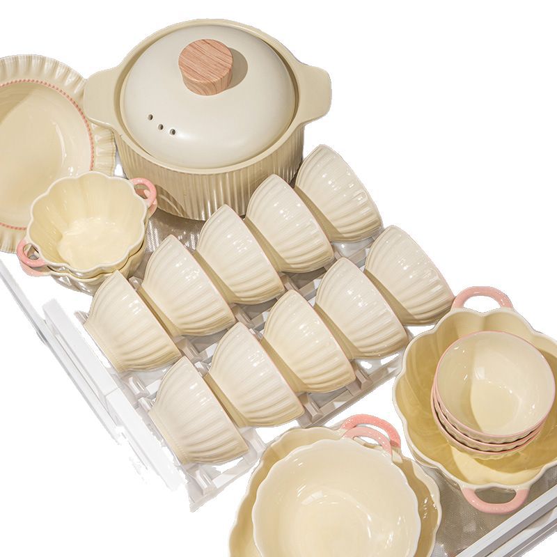 KANGMO Cream Style Underglaze Dinner Set - High Temperature Tableware Set