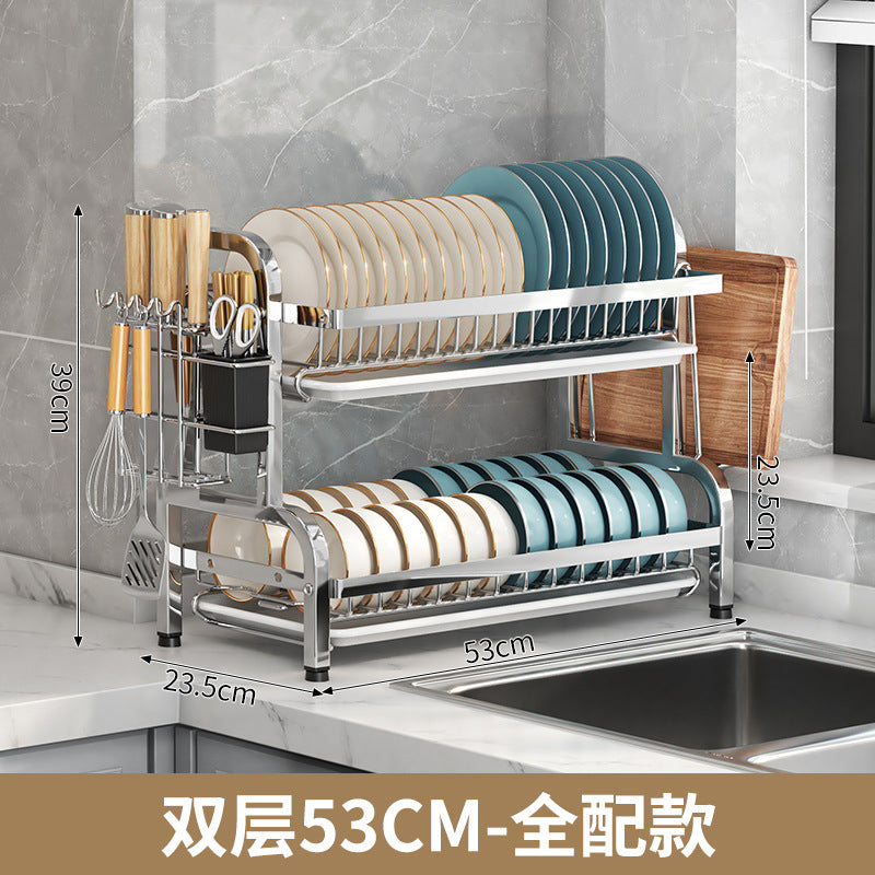碗盘架子不锈钢厨房碗碟置物架加厚碗筷收纳碗盘架家用碗架沥水架