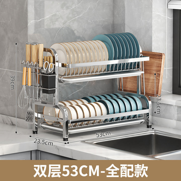 碗盘架子不锈钢厨房碗碟置物架加厚碗筷收纳碗盘架家用碗架沥水架