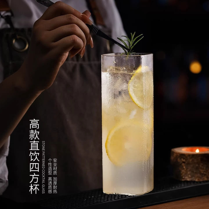 加长四方杯日式直身杯创意气泡水杯调酒杯透明玻璃柯林杯鸡尾酒杯