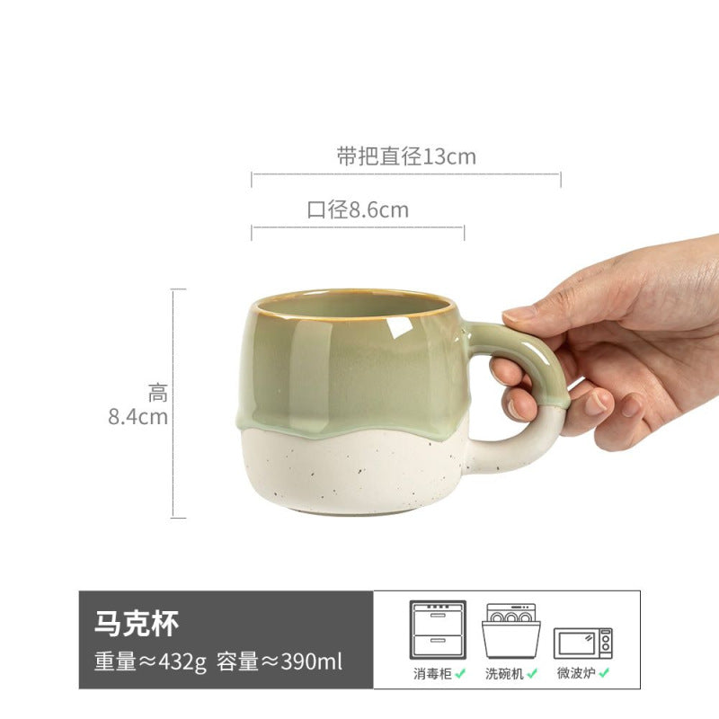 高颜值马克杯通用日式复古早餐杯咖啡水杯高档陶瓷大容量杯子批发