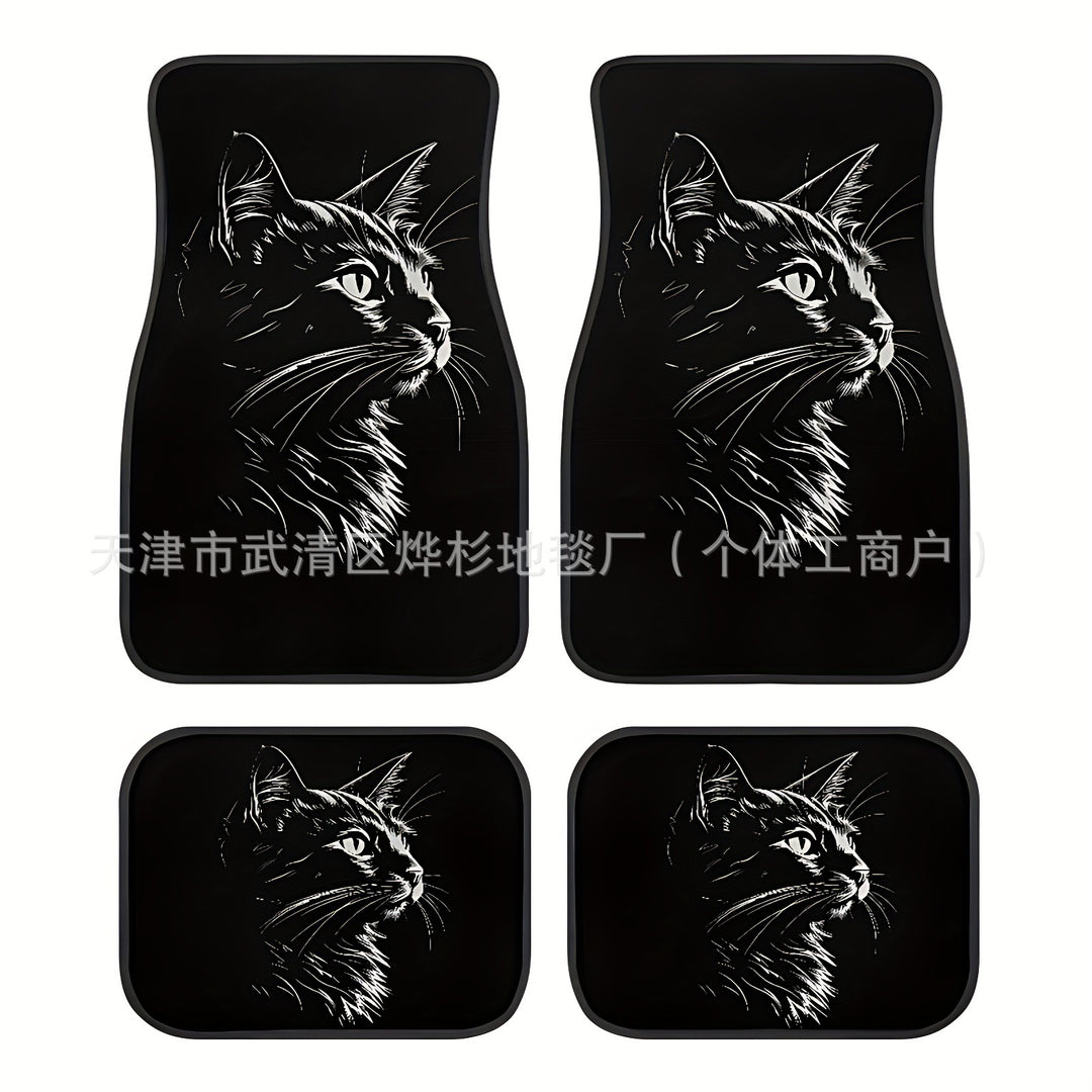 Cute Cat Crystal Velvet Car Floor Mat – Anti-Slip Easy Clean Decorative Pad