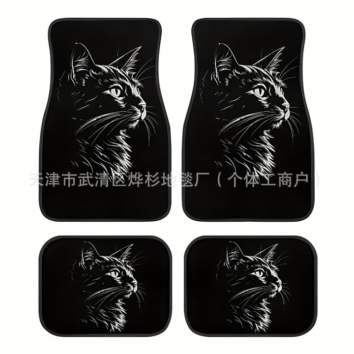 Cute Cat Crystal Velvet Car Floor Mat – Anti-Slip Easy Clean Decorative Pad