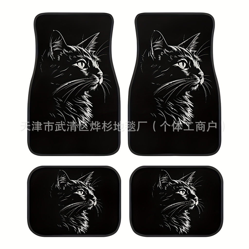 跨境热销汽车脚垫可爱猫咪装饰美观防滑垫耐脏易打理水晶绒脚踏垫