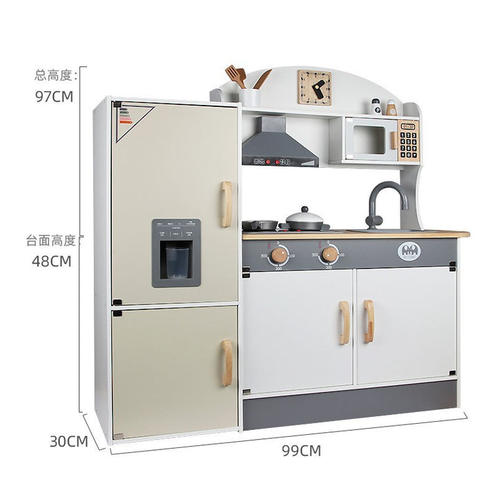 丹麦儿童过家家岁6厨房煮饭玩具仿真声光冰箱套装模拟做饭木灶台