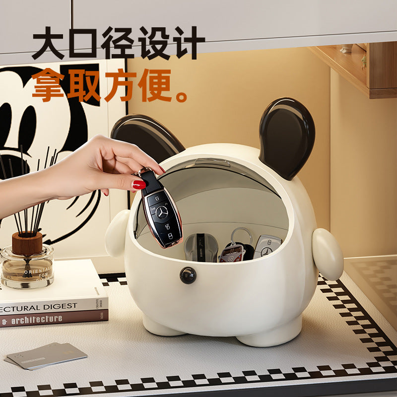 玄关收纳盒家用门口创意卡通塑料带盖大容量钥匙吧台多功能收纳盒