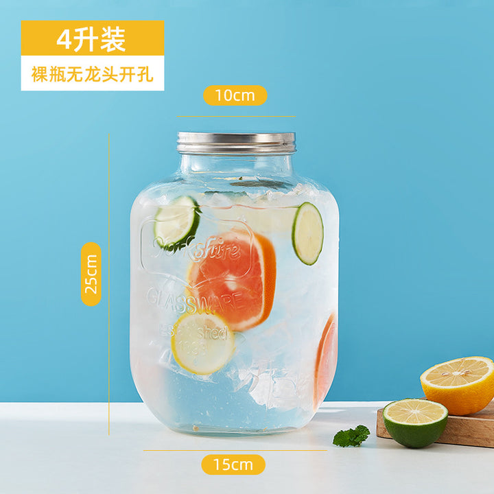 网红可乐酒炮 玻璃果汁鼎果汁罐 大容量饮料桶梅森罐酿酒瓶酵素桶