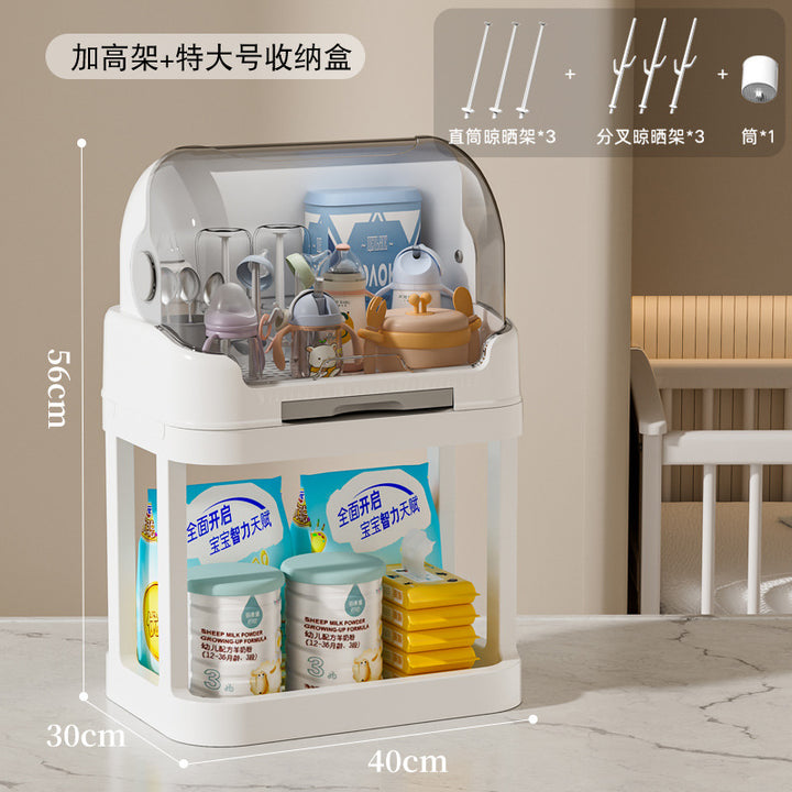 放宝宝奶瓶收纳盒装婴儿餐具碗筷辅食工具箱防尘沥水储物柜置物架