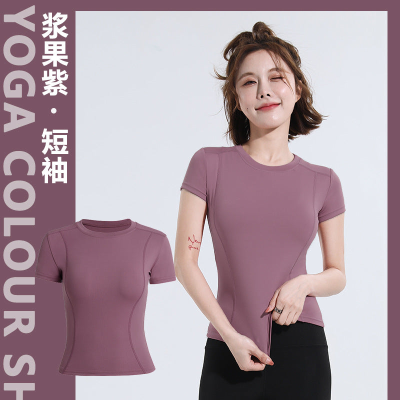 Spring Summer Slim Fit Sports Short Sleeve T Shirt Top Women Fitness Short Sleeve Moisture Wicking