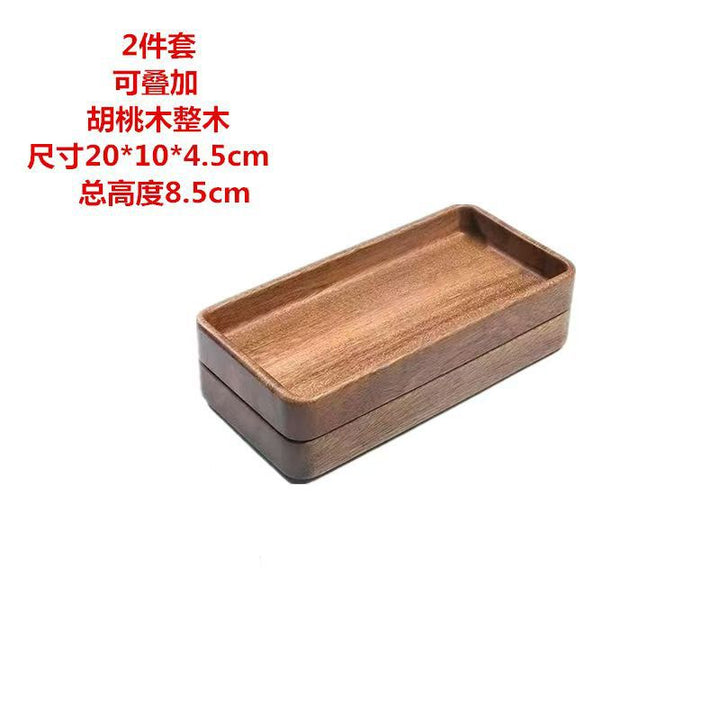 跨境定制胡桃木盘子木质托盘餐盘家用干果盘点心盘方形加厚可堆叠