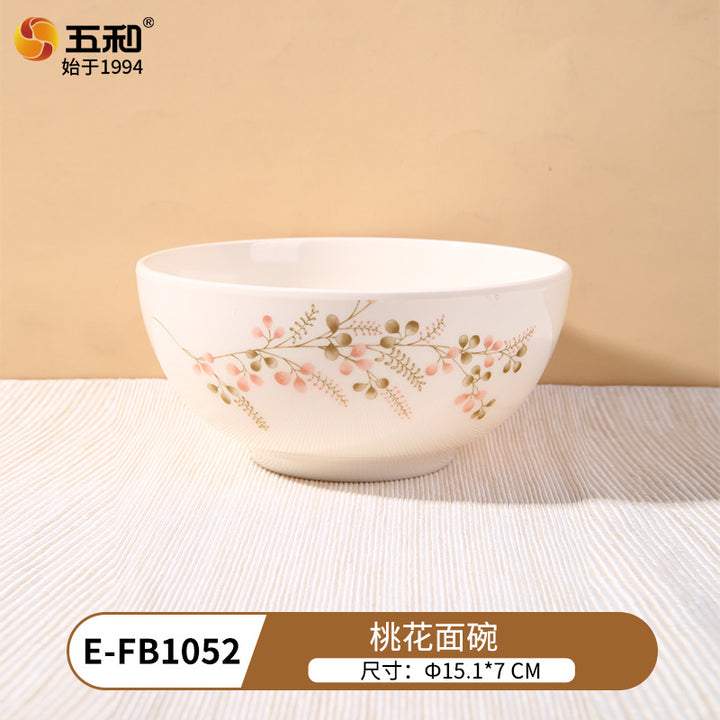 跨境热销食品级密胺餐具桃花家用新年餐具餐厅餐具易洗碗碟盘批发