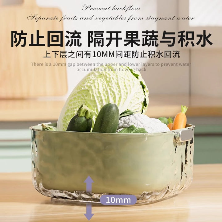 双层洗菜盆沥水篮六件套厨房客厅家用洗水果盘简约塑料淘菜菜篮子