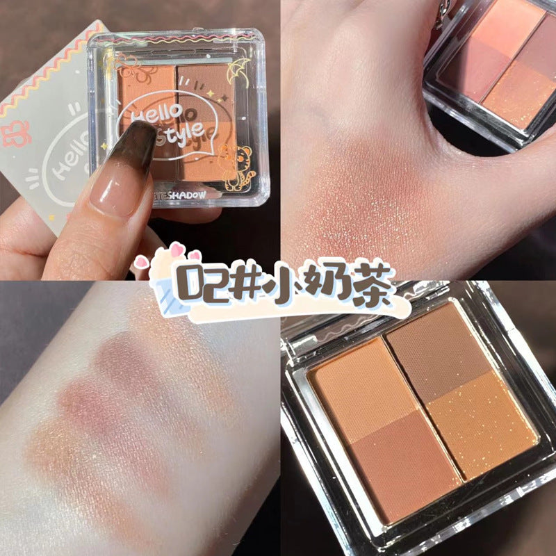 HELLOSTYLE三色四色眼影盘小曲奇蔷薇眼影盘乌云大地色珠光哑光女