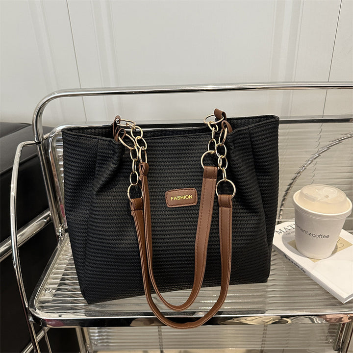 Popular Large Capacity Canvas New Women's Bag Casual Minimalist Shoulder Bag Commuter Versatile Tote Bag