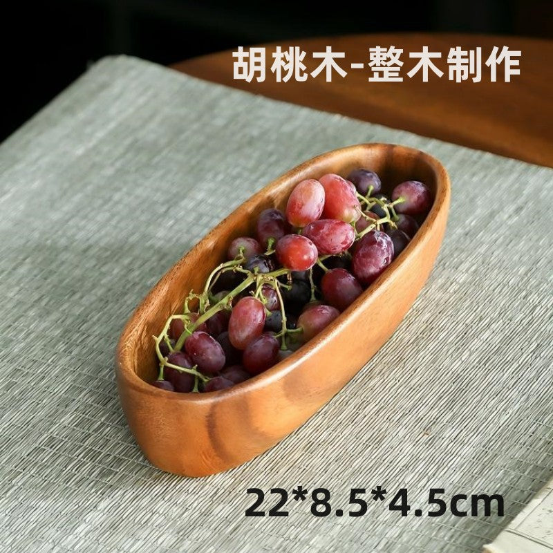 跨境胡桃木日式木托盘定制家用实木糕茶点小圆形盘茶盘餐具盘批发