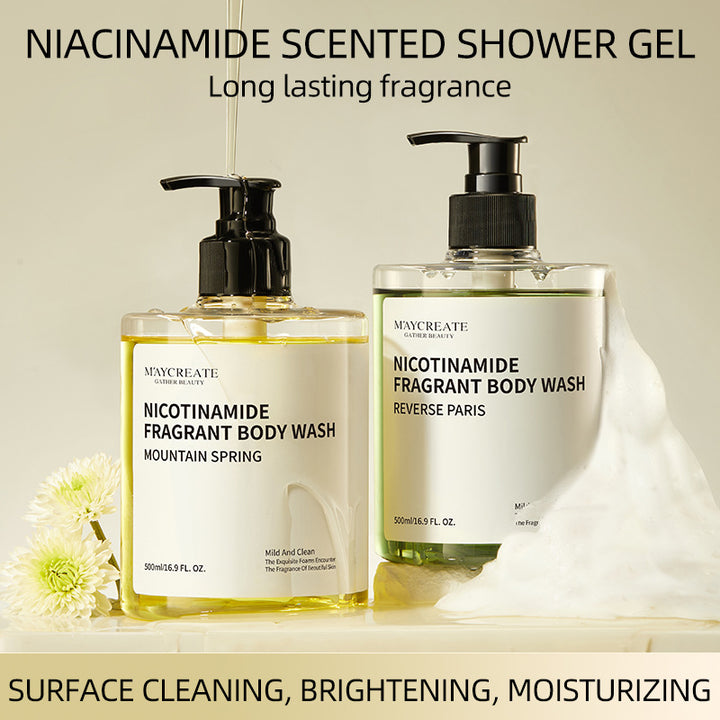 全英文包装烟酰胺沐浴露跨境外贸Niacinamide Scented Shower Gel