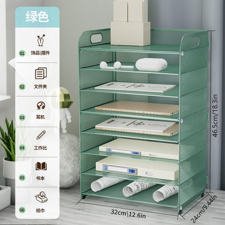Multi-Tier Office File Rack – Large Capacity Desktop Document Organizer Shelf