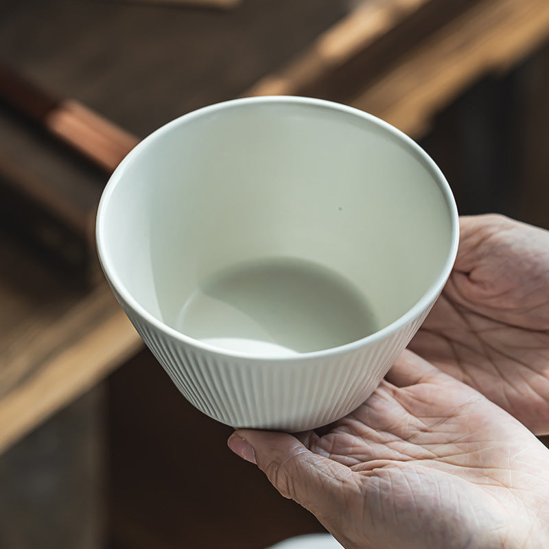 北欧复古风竖纹浮雕米饭碗家用高级感粥碗甜汤碗陶瓷小碗餐具面碗