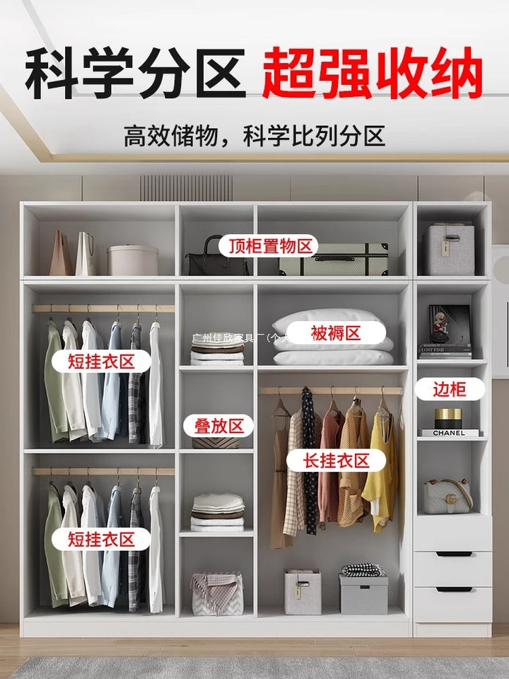 衣柜家用卧室型实木质儿童衣橱工厂直销简易组装出租房用经济柜子