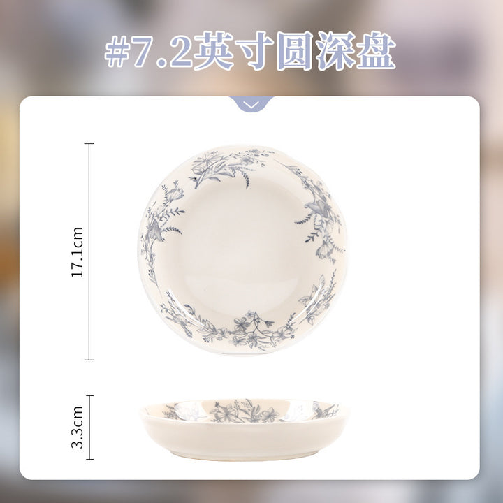 French Vintage Ceramic Bowl & Plate Set Home New Tableware Housewarming Gift Giving Premium Design Bowl &
