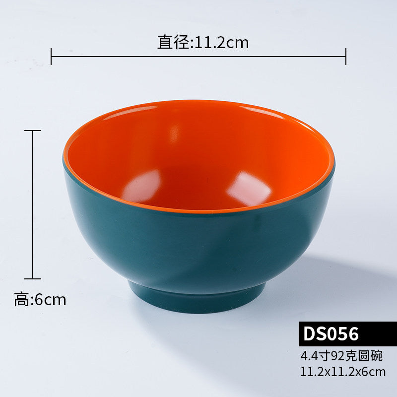 A5密胺小碗双色食堂餐具商用饭店餐饮米饭碗塑料小汤碗火锅蘸料碗