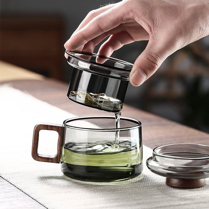 迷你墩墩杯茶杯茶水分离家用玻璃杯办公室花茶杯咖啡杯子可加热