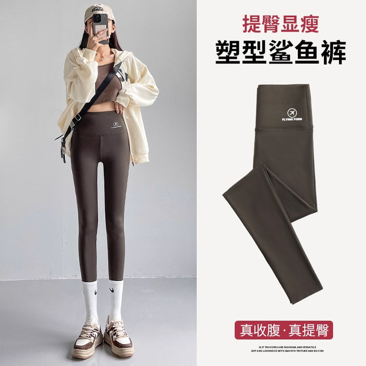 春秋女外穿瘦腿强压收腹提臀外穿瑜伽女鲨鱼皮飞机打底裤芭比裤子
