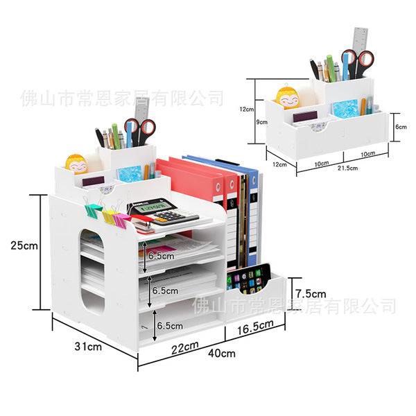 Multi-Layer File Organizer Rack – Desktop Document Sorter for Office Supplies