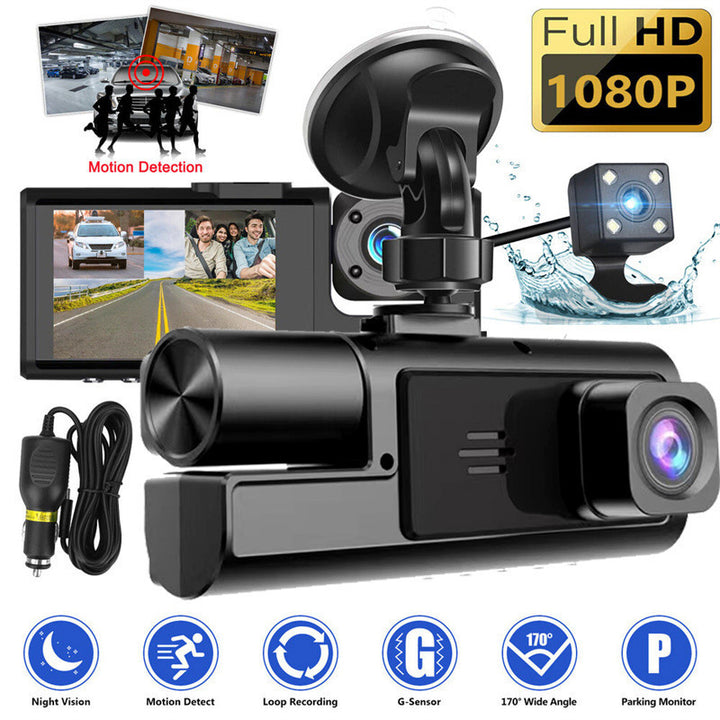 NS 70__ 3-Lens Wireless Car Dash Cam – Phone Connected No Data Required