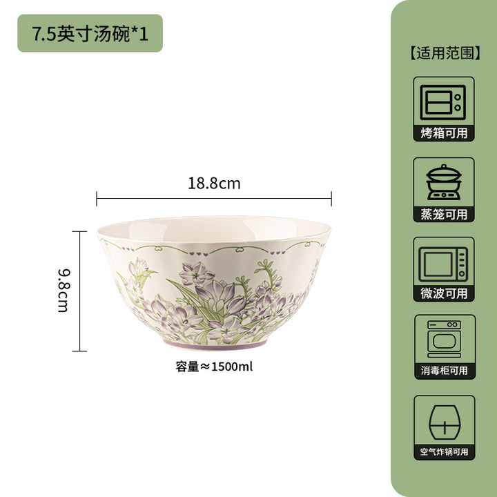 小兰花碗碟套装家用2025新款轻奢高级感颜值陶瓷米饭碗菜盘碗具