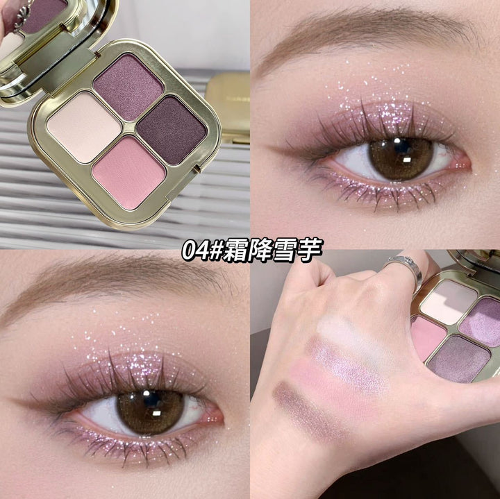 彩妆kakashow四色眼影盘珠光细闪哑光日常淡妆通勤百搭大地色眼影