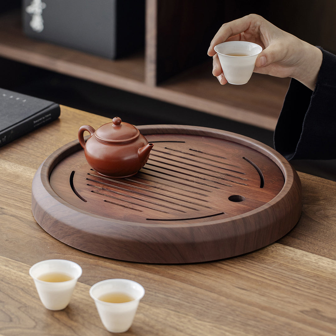 简约茶盘日式家用小竹托盘功夫茶具套装圆形简约干泡盘迷你小茶台