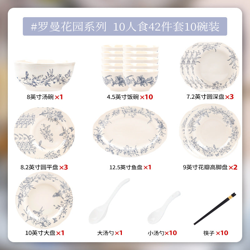 KANGMO French Vintage Ceramic Dinner Set - Premium Tableware Housewarming Gift