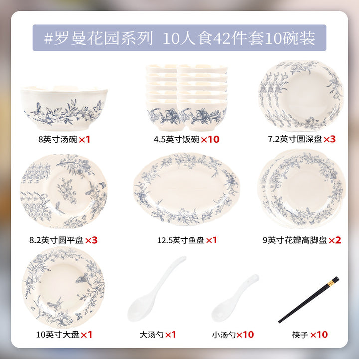 KANGMO French Vintage Ceramic Dinner Set - Premium Tableware Housewarming Gift