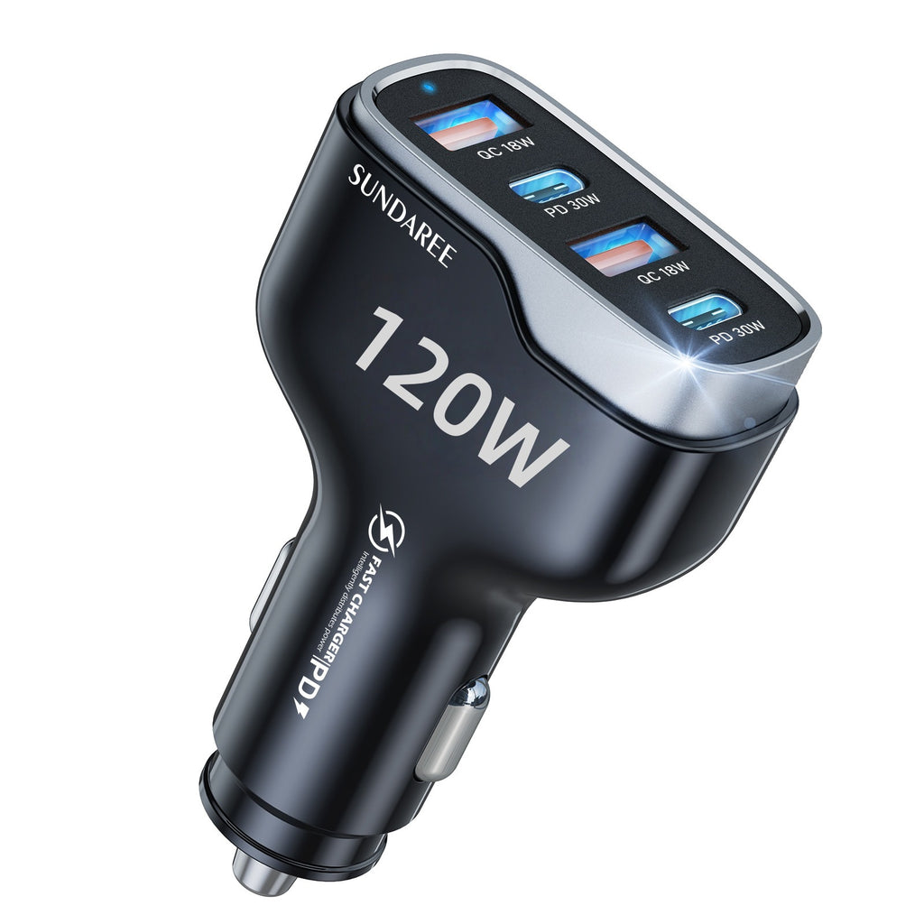 120W Super Fast Car Charger – Universal Android & iPhone Fast Charging