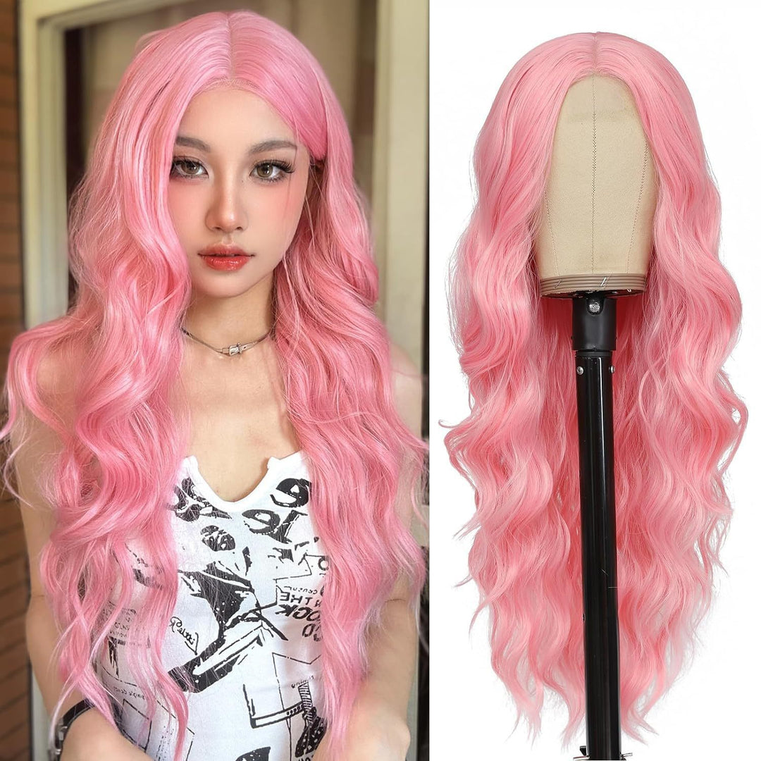 新款前蕾丝假发头套橘色长卷发波浪human hair lace wig 工厂代发