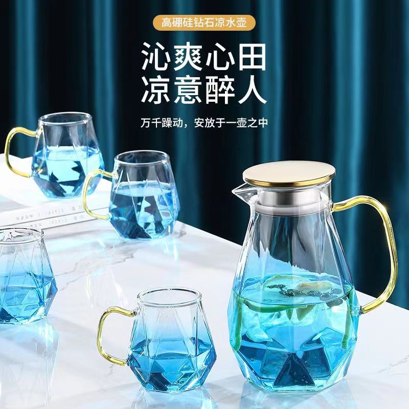 耐高温凉水壶家用大容量耐热冷水玻璃瓶水杯套装轻奢玻璃水泡茶壶