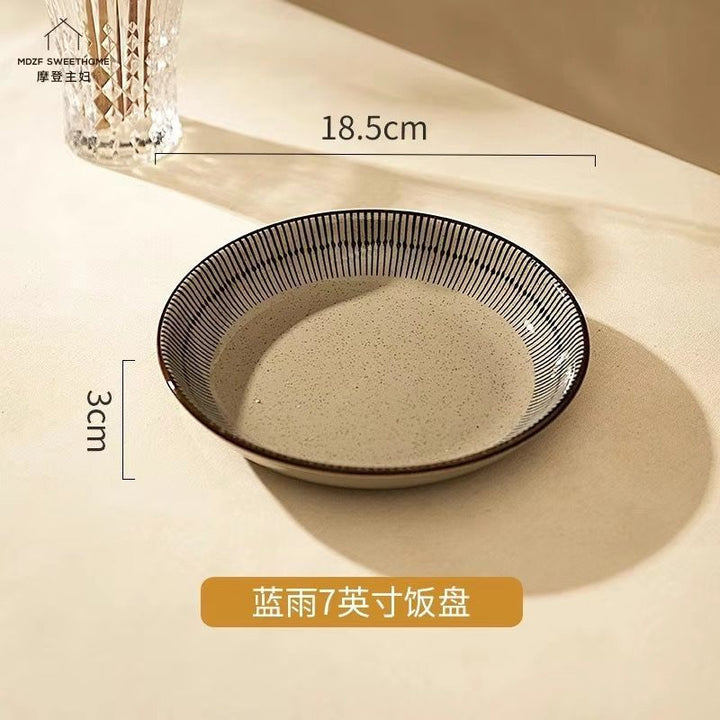 日式复古陶瓷碗碟套装高级感家用饭碗汤碗盘子碗餐具摩登主妇同款