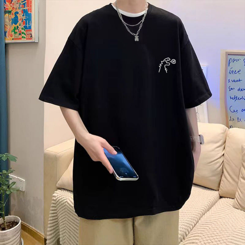 短袖T恤男生美式夏季新款潮牌白色青少年打底衫宽松休闲半袖上衣