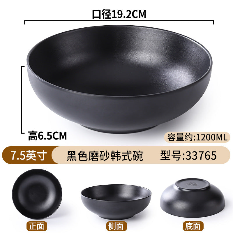密胺面碗餐具店用黑色仿瓷塑料拉面馆汤饭碗盘家用商用斗笠碗批发