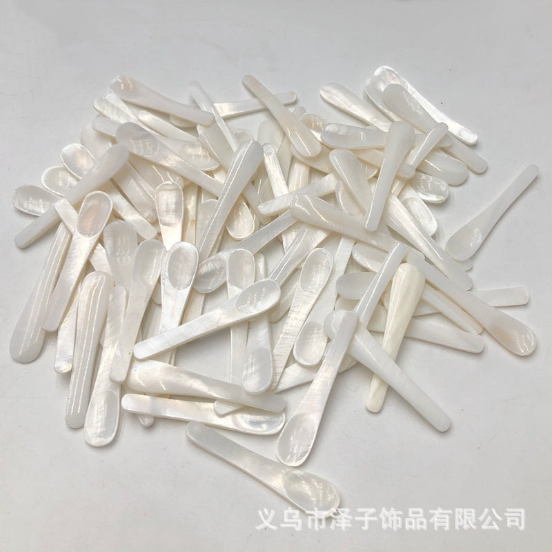 面膜小勺子 由天然贝壳制作的贝壳勺子 面部护理工具 鱼子酱勺子