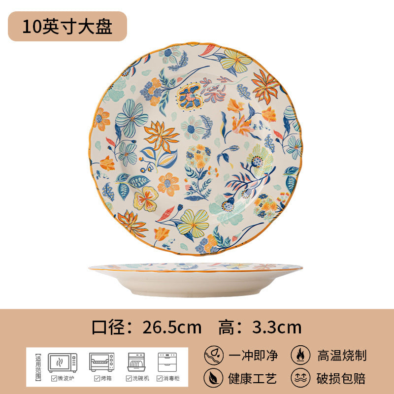 花卉系列碗碟套装釉下彩陶瓷餐具家用碗盘碟菜盘子釉下彩陶瓷餐具
