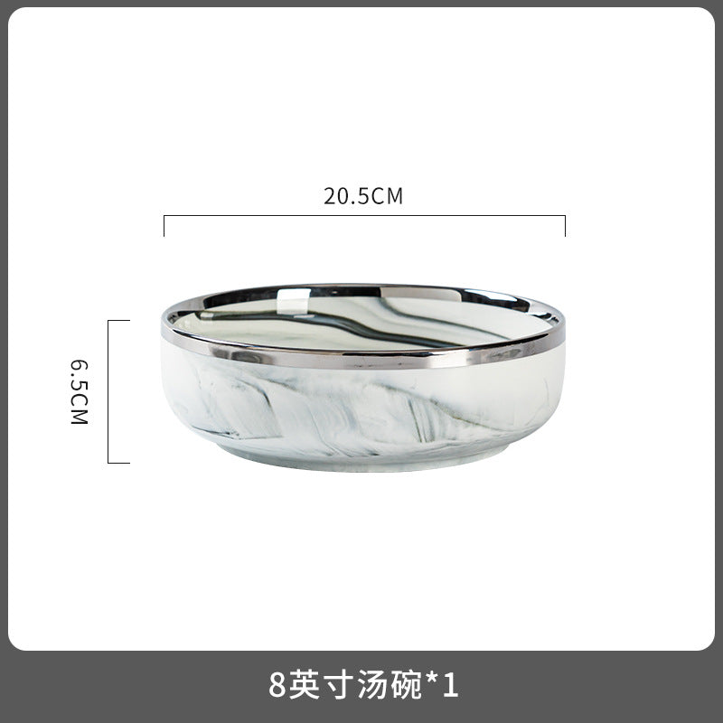 碗盘碗碟餐具套装家用轻奢高级感新款餐具大理石碗筷碗具乔迁礼物