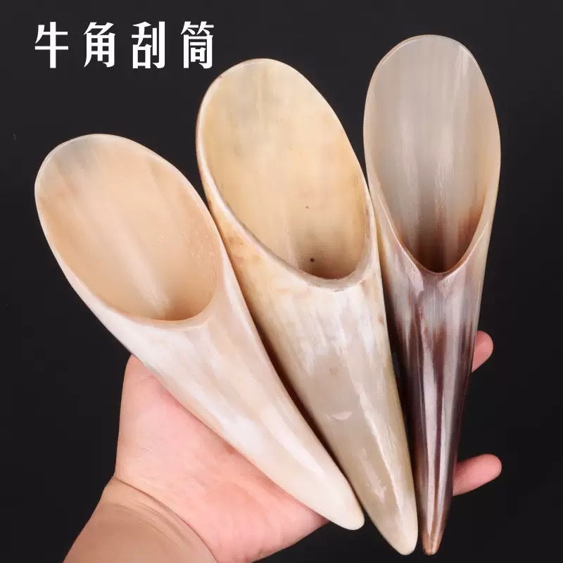 刮沙筒牛角茶勺身体护理工具牛角刮沙筒刮板沙板全身按摩拨筋棒