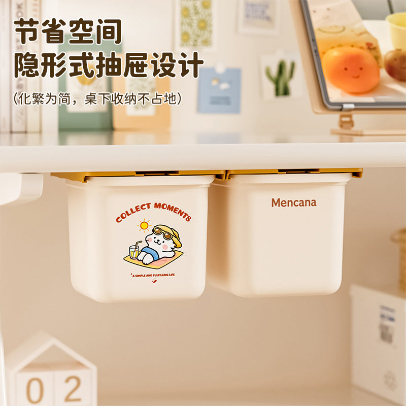 桌下垃圾桶收纳桶创意悬挂抽屉式隐形杂物收纳盒小纸篓迷你垃圾筒