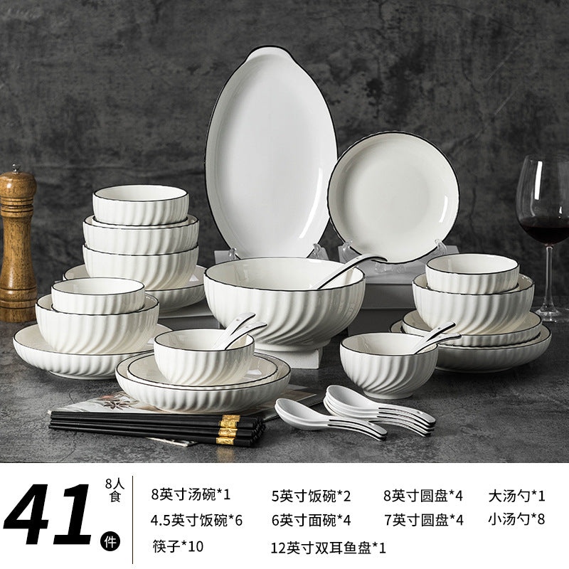 Round Ceramic Bowl & Plate Dinnerware Set – Simple High-End Tableware