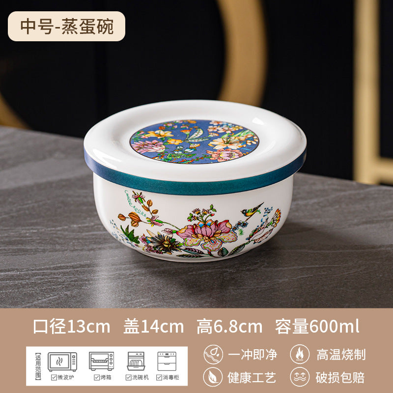 景德镇工厂一件代发珐琅彩碗碟套装中式骨瓷碗盘乔迁礼奢华礼盒装