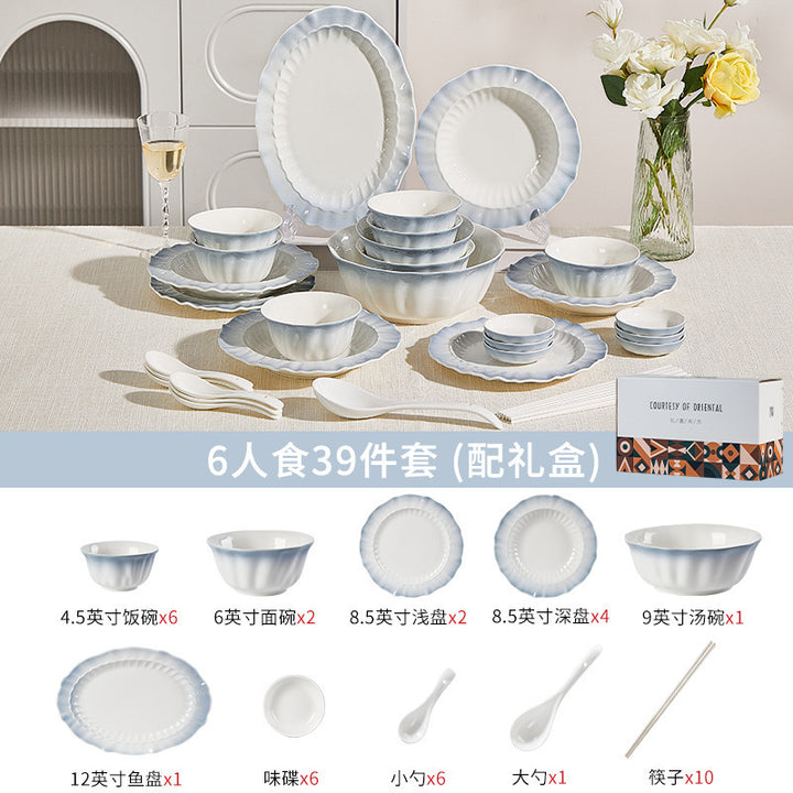 釉下彩陶瓷碗盘套装家用餐具2026新款整套乔迁新居高颜值碗筷碗具